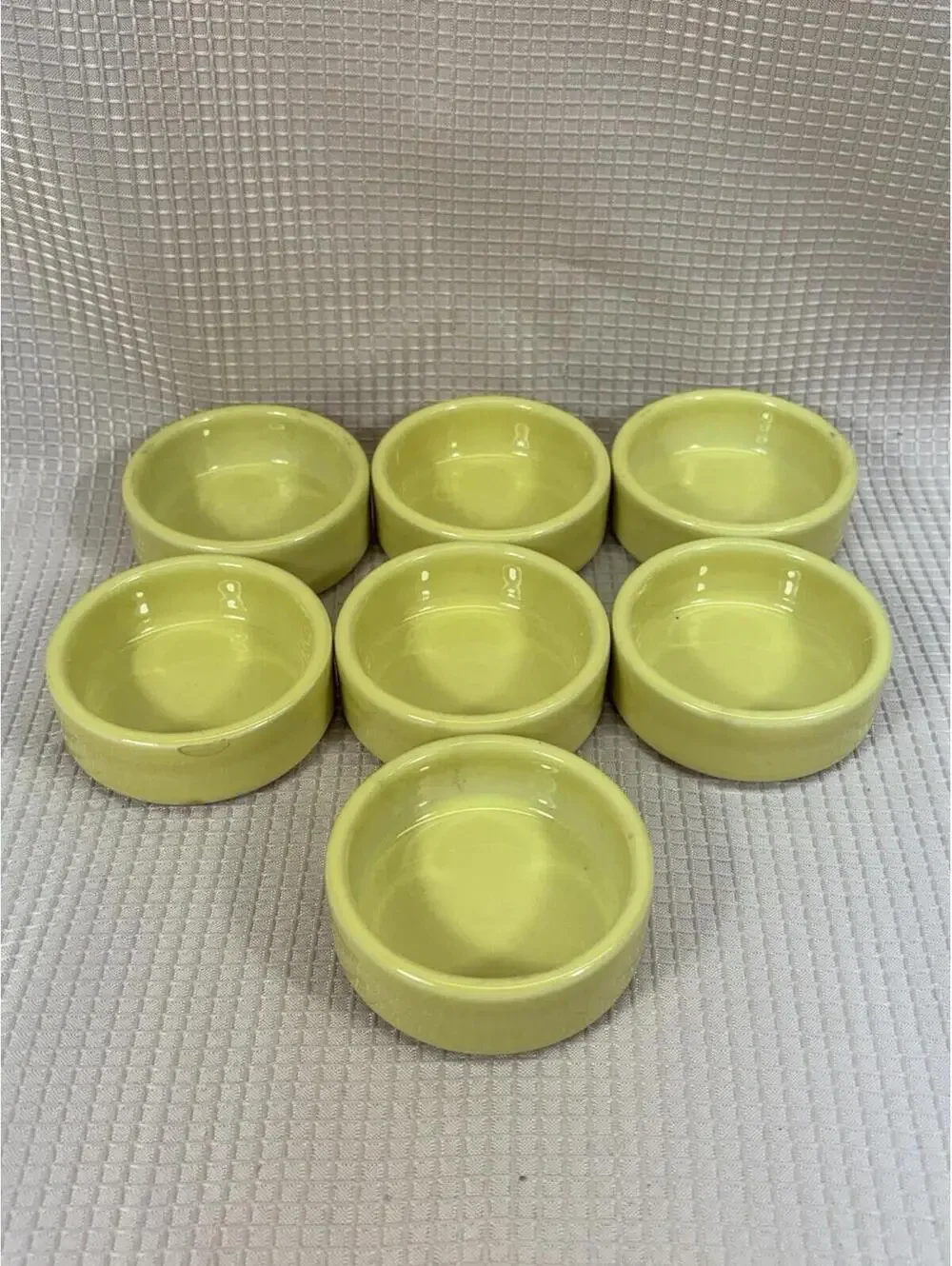 181 - set of 7 Coorsite Porcelain Salt Cellars - Yellow